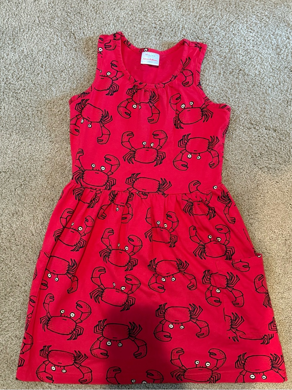 Hanna Andersson Red Crab Print Sleeveless Dress 140cm Girls 10